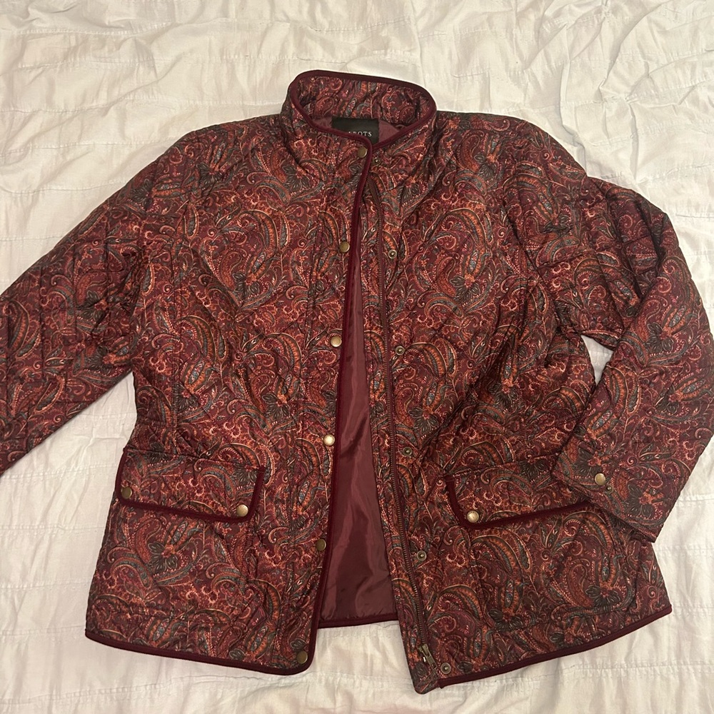 Talbots Paisley Red Quilted Jacket